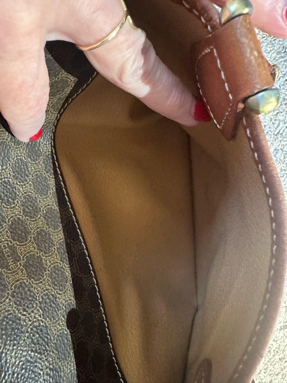 Celine Brown and Tan Macadam Canvas Satchel - Picture 9 of 13